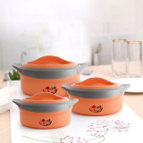 Cello Solaris Insulated Plastic With Inner Steel Casserole, Orange, Pack Of 3 Serve Casserole Set(500 Ml, 1000 Ml, 1500 Ml)