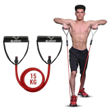 Slovic Resistance Tube (1 Year Warranty) With 30+ Exercise E-Guide & Foam Handle, Suitable For Home And Gym For Men And Women, Multipurpose Resistance Tube Band (Red = 15Kg)