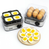 AGARO 3 Boiling Modes, Stainless Steel Body, Transparent Lid, 500 Watts Grand Egg Boiler And Poacher,2-in1 Boils 8 Eggs, Poach 4 Eggs, Egg Cooker(Silver, 8 Eggs)