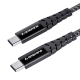 Ambrane Unbreakable 60W Fast Charging 1.5M Braided Type C To Type C Cable For Smartphones, Tablets, Laptops & Other Type C Devices, Pd Technology, 480Mbps Data Sync (Rctt15, Black)