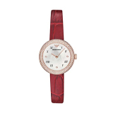 Emporio Armani Women’S Two-Hand Watch, Red Leather Glitz