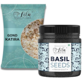 Lila Dry Fruits Gond Katira And Basil Seeds Combo 1 Kg (Gond 500G + Basil 500G) | Edible Gum And Sabja Seeds For Traditional Drinks, Desserts & Recipes | Natural Ingredient Pack | Perfect For Gifting