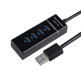 Rts Extension 4 Port Usb 3.0 Hub Superspeed Portable With Switches For Laptop/Notebook/Pc/Mobiles/Tablets, Iphone/Ipads, Computers, Mp3 Players And Gaming Consoles (Black)