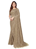 Pratham Blue Women’S Sequins Georgette Fancy Saree With Blouse Piece (Pb-234_Beige)
