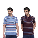 Jabb Striped Men Polo Neck Half Sleeve Multicolor Combo Pack T-Shirts