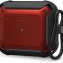 Gadgeteq Cases Compatible With Apple Airpods 3Rd Generation Case Cover 2021, Egg Shall Armor Military Full-Body Protective Case Shockproof Skin Cover Men Women With Carabiner Case (Red)