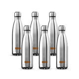 Usha Shriram Insulated Stainless Steel Water Bottle |1500Ml | Water Bottle For Home, Office & Kids | Hot For 18 Hours, Cold For 24 Hours | Rust-Free & Leak-Proof (1L – 6Pcs, Silver)