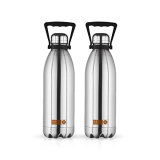 Usha Shriram Insulated Stainless Steel Water Bottle | 1.5L – 2Pcs | Water Bottle For Home, Office & Kids | Hot For 18 Hours, Cold For 24 Hours | Rust-Free & Leak-Proof (Silver)