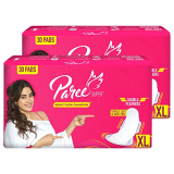 Paree Super Soft Sanitary Pads For Women| Xl-30 Pads Each (Combo Of 2)|With Double Feathers|Trifold Sanitary Pads|Quick Absorbtion|Heavy Flow Champion|With Disposable Covers|Wide Coverage|Gentle Fragrance|Leakage-Proof|Skin Friendly