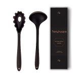 Frenchware Non-Stick Premium Silicone Spatula For Cooking, Baking & Mixing, Seamless Design (Server & Ladle, Black)
