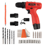 Agaro Cd 2102 Cordless Screw Driver/Drill, 12 Volts, 2 Speed, Forward And Reverse, Extra 32 Accessories, Battery,Adapter, Home Diy And Professional Use, Red & Black