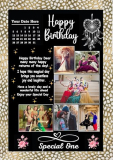 Tradeforhome Happy Birthday Frame, Photo Frame, Customised Photo Frame, | Birthday Date With Your Photos | Customised Gift For Birthday, (Size 12X8 Inches, 6 Photos) | Black Color | Synthatic Wood