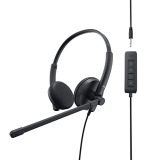 Dell Leatherette Wired Stereo Over Ear Headset|Frequency Response 20-20K Hz (Audio) 150-7K Hz (Microphone)|Noise Cancelling|Status Indicator|Wh1022-Black