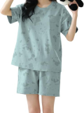 Louis Luxe Womens Night Dress || Short Pyjama Set || Nightsuit || Women Nightwear ||Round Neck Short Sleeve Nightsuit || Loungewear || Everyday Nightdress (Nd-03-Teal-Xl)