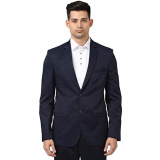 Ethnix Men Navy Polyester Tailored Fit Jacket