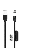 Xo Nb128 2.4A Usb Magnetic Charging Cable 3 In 1 Nylon Braided Charging Cable With Multiple Usb Phone Charger Cord Type C/Micro Usb & Ios Connector Compatible With All Mobile Phone – (1M, Black)