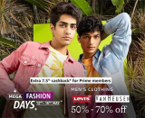 AMAZON MEGA FASHION Days | 12th – 16th MAY | UPTO 70% OFF + EXTRA COUPONS + 10% ICICI OFFER & 7.5 % CASHBACK FOR PRIME MEMBERS 👉