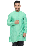 Showoff Men’S Cotton Regular Tunic Shirt (Alderkurtha10027_Green 44)