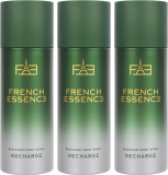 French Essence Luxury Recharge Deo Body Spray With Long Lasting Fragrance (150 Ml Each) Deodorant Spray  –  For Men(450 Ml, Pack Of 3)