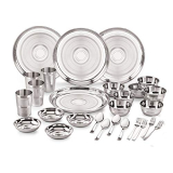 Neelam Stainless Steel 24 Gauge, Diamond Touch 28 Pieces Solid Dinner Set, Ideal Gifting Dinner Set, Ideal For Special Occasions Like Anniversary, Wedding, Housewarming Party, Dishwasher Safe, Silver