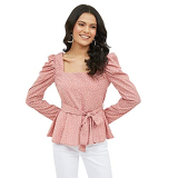 Harpa Women’S Polka Dots Regular Blouse (Gr5968_Pink Small)