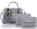 Fargo Pu Leather Latest Handbags For Women’S Ladies Combo Of 3 (Grey_Embdry_Fgo-256)