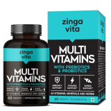 Zingavita Probiotics & Prebiotics Multivitamin Tablets With 43 Essential Minerals,Vitamins C, D, Zinc & Biotin For Better Immunity & Joint Support, For Men & Women – 60 Tablets