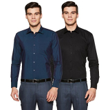 Amazon Brand – Symbol Men’S 100% Cotton Regular Fit Formal Shirt (Pack Of 2) Black & Navy 40
