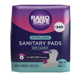 Raho Safe Extra Long Scented Sanitary Pads With Soft Wings – Pack Of 40 Count| Leak Proof | Ultimate Absorbency With Biodegradable Disposable Bags |