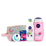 Nivea Naturally Good Natural Lavender Body Lotion 200Ml, Nivea Women Waterlily & Oil Body Wash 125Ml, Nivea Soft Crame 50Ml And Nivea Lip Care Fruity Shine Cherry 4.8G With Styling Pouch