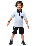 Toonyport Boys Half Sleeve Printed Polo T-Shirt And Shorts (Grey) (2 Years – 3 Years, Grey)