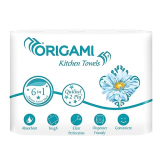 Origami 2 Ply Kitchen Tissue Paper Roll – 6 In 1 (60 Pulls Per Roll, 360 Sheets)