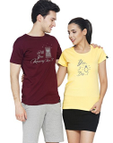 Duo Men’S Printed Regular Fit T-Shirt Rhs-Marryme_Maroon & Yellow X-Large