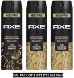 Axe Gold And Dark Temptation Deodorant Spray  –  For Men(645 Ml, Pack Of 3)