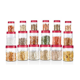 Milton Vitro Plastic Pet Storage Jar And Container, Set Of 18 (6 Pcs X 230 Ml Each, 6 Pcs X 600 Ml Each, 6 Pcs X 1.18 Ltrs Each), Red Wine | Food Grade | Air Tight | Bpa Free