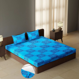 Carlton London 104 Tc Cotton Queen Geometric Fitted (Elastic) Bedsheet(Pack Of 1, Multicolor97)