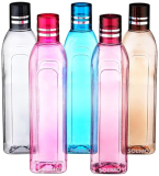 Amazon Brand – Solimo Unbreakable Round Plastic Water Bottle | Leak Proof | Bpa Free | Ideal For Gym, Office, Home, Travel, College | 1 Litre Each | Set Of 5 | Multi-Colour