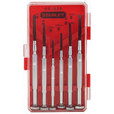 Stanley 66-039 6-Piece Precision Screwdriver Set For Home, Diy, Professional & Industrial Use Ideal For Carpentry, Construction, Mechanical & Plumbing Tasks, Red & Grey (Made In Singapore)