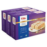 Gits Soan Papdi, Ready To Eat Indian Dessert, Pure Veg, Preservative Free, 1500G (Pack Of 3, 500G Each), White
