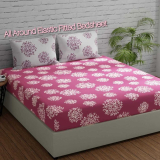 Decent Home 240 Tc Cotton Double Floral Fitted (Elastic) Bedsheet(Pack Of 1, Pink, White)