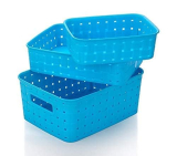Clazkit Multipurpose Smart Shelf Basket Set 3 Pc Storage Basket For Fruits, Vegetables,Magazines, Cosmetics, Storage Basket – Color May Vary