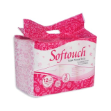 Softouch 3 Ply Toilet Paper Tissue Roll 12-In-1 (12 Rolls)