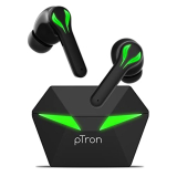 Ptron Bassbuds Jade Truly Wireless In Ear Earbuds With 40Ms Gaming Low Latency, Hd Stereo Calls, 40Hrs Playtime, 1-Step Pairing Bluetooth Headphones, Fast Typec Charging & Ipx4 Waterproof (Black)