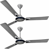 Longway Starlite-1 P2 1200 Mm/48 Inch Ultra High Speed 3 Blade Anti-Dust Decorative 5-Star Rated Ceiling Fan (Silver Blue, Pack Of 2)