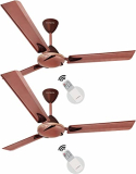 Longway Creta P2 1200 Mm/48 Inch Remote Controlled 3 Blade Anti-Dust Decorative 5-Star Rated Ceiling Fan (Rusty Brown)