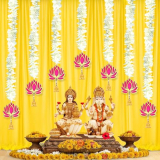 Benavji Handmade Mdf Wood Lotus Mogra Jhumki Style Hanging Decor Floral Wall Hangings For Temple, Home, Diwali, Weddings, Stage, Mandap & Festive Decorations Artificial Flowers 2.5 Feet Pack Of 7