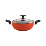Neelam Non-Stick Kadai With Glass Lid,(5 Layer Coated) 3Mm Thickness – Induction Friendly, Orange (26 Cm (3.7 Litres))