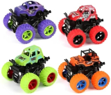 Graphene Monster Truck Pack Of 4 For Boys 3 4 5 6 7 Year Old,Push And Go Friction Powered Car Toys, Double-Directions Inertia Pull Back Vehicle Set,Birthday Party Gift For Kids (‎Multicolor)