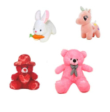 Nkl Soft Lovable Teddy Bear Pink 2 Feet (60 Cm) + Red Cap Teddy + Cutie White Rabbit+ Beautiful Yellow Pikachu (30Cm)