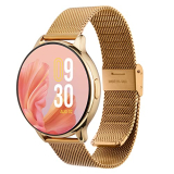Vibez By Lifelong Smartwatch For Women Metal Strap & 1.28″ Hd Display, Bluetooth Calling, Multiple Watch Faces, Health Tracker, Sports Modes & Free Silicone Strap (Emerald, Gold)